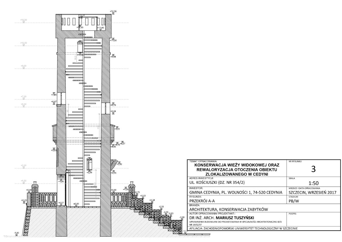 Projekt z planem konserwacji wieży widokowej w Cedyni
