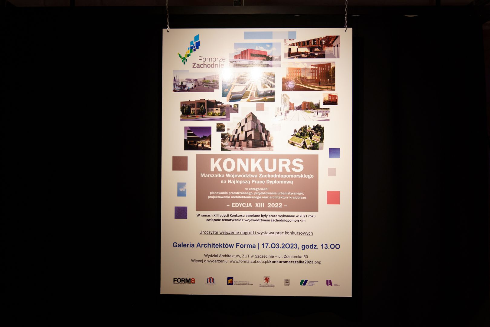 Plakat konkursu, napisy i projekty