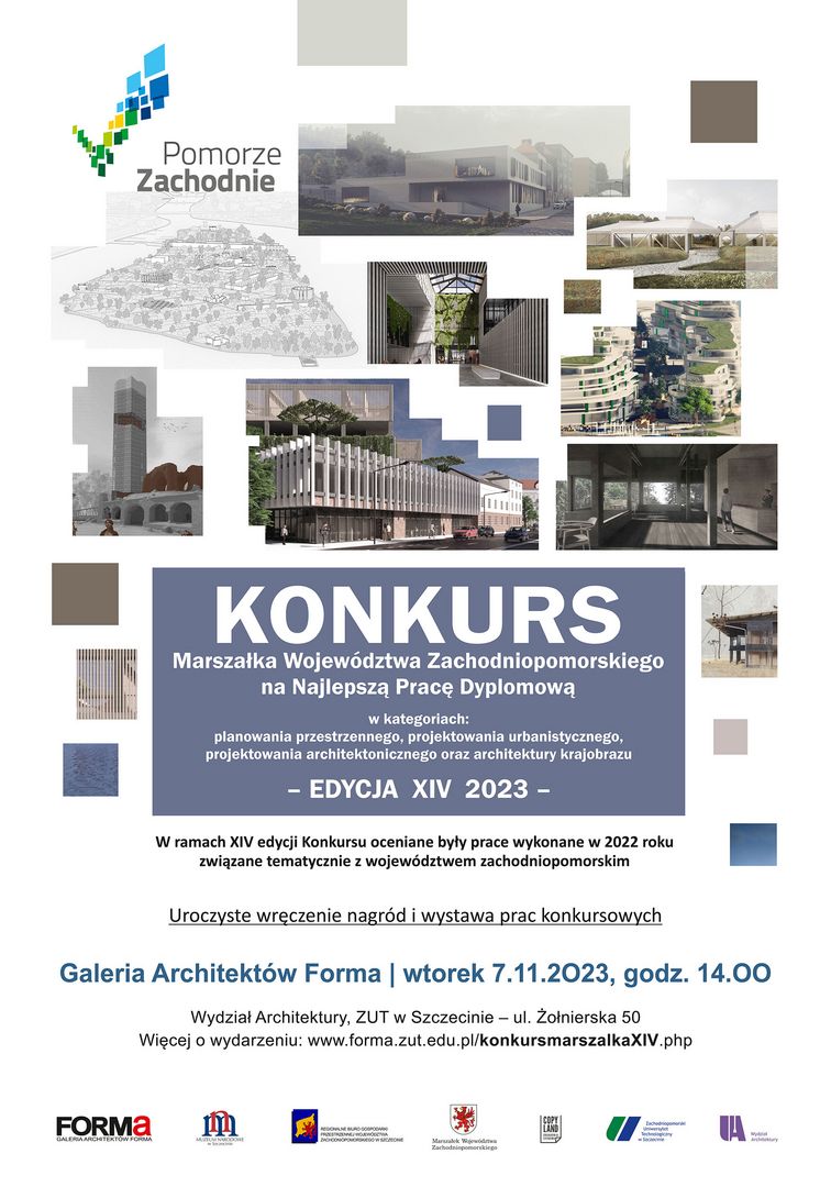 Plakat konkursu XIV Edycji Konkursu Marszałka, architektura, zdjęcia